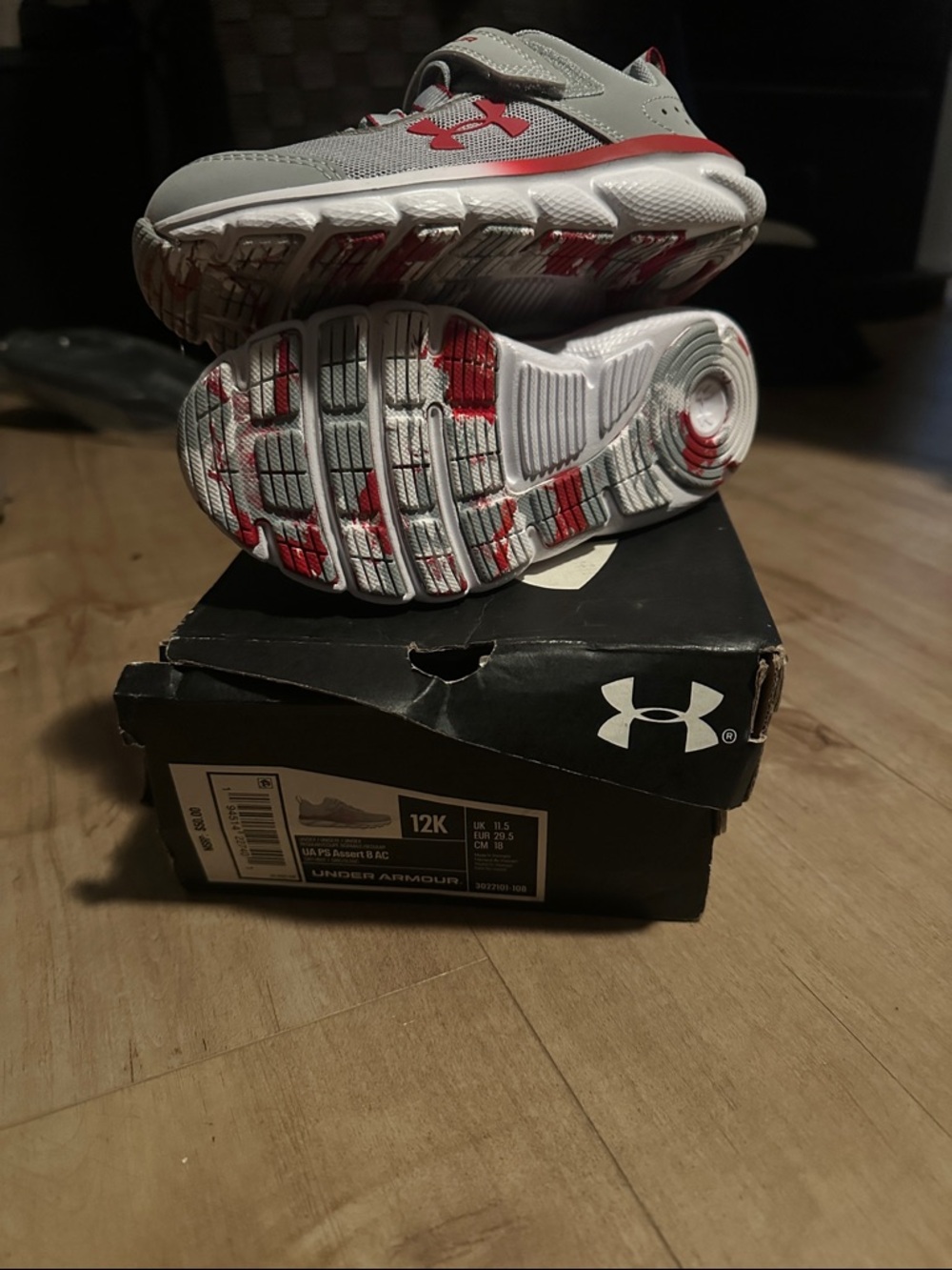 Under Armour Kids Gray and Red Low-Top Sneakers